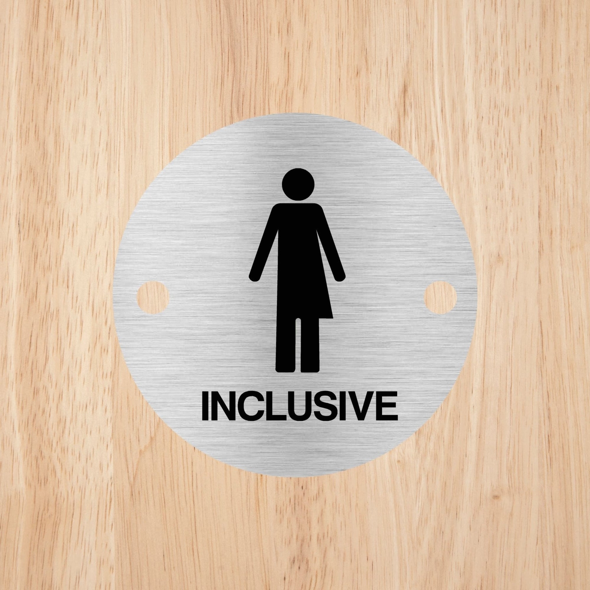 Inclusive Unisex Toilets Door Sign Stainless Steel