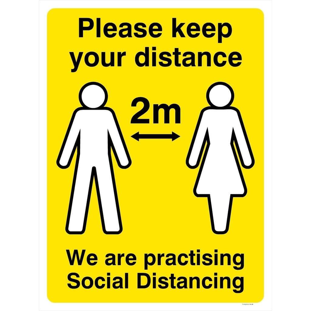 Keep Distance Practising Distancing 2m Sign