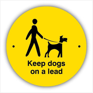 Keep Dogs on Lead Yellow Waymarker sign