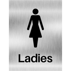 Ladies Toilet Sign Brushed Silver