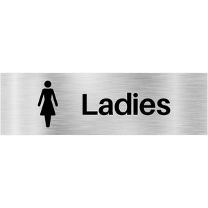 Ladies Toilet Sign in Brushed Silver