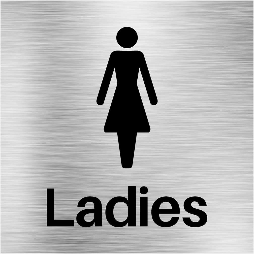 Ladies Toilets Sign in Brushed Silver