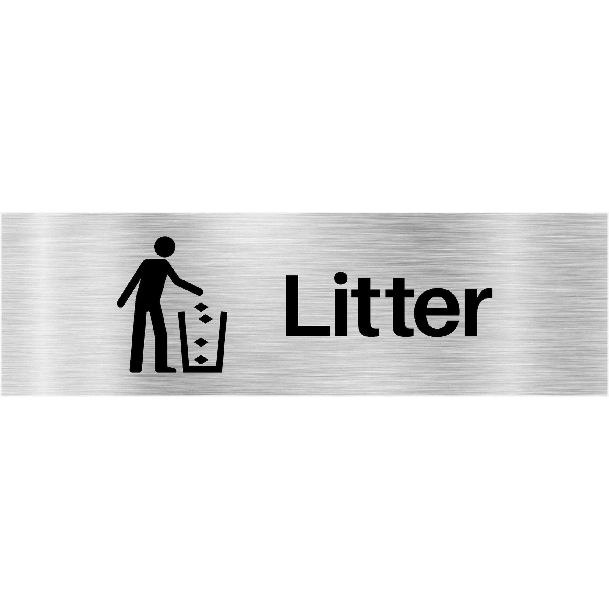 Litter Sign in Brushed Silver Landscape