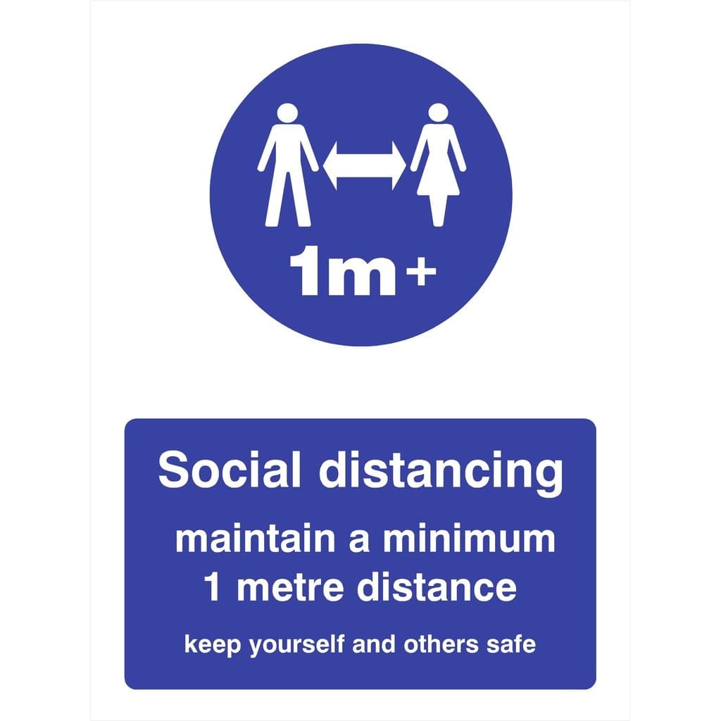 Maintain a Minimum 1 Metre Distance 1m Social Distancing Sign