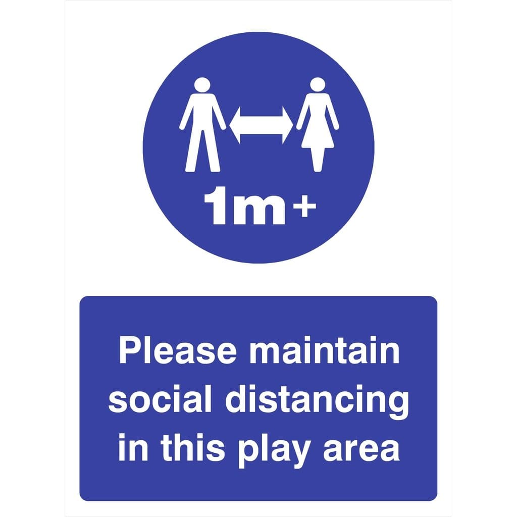 Maintain Social Distancing In Play Area 1m Sign