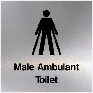 Male Ambulant Toilet Sign Brushed Silver