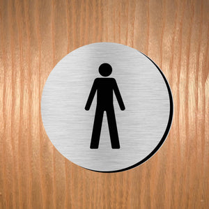 MALE Premium Brushed Silver toilet door sign