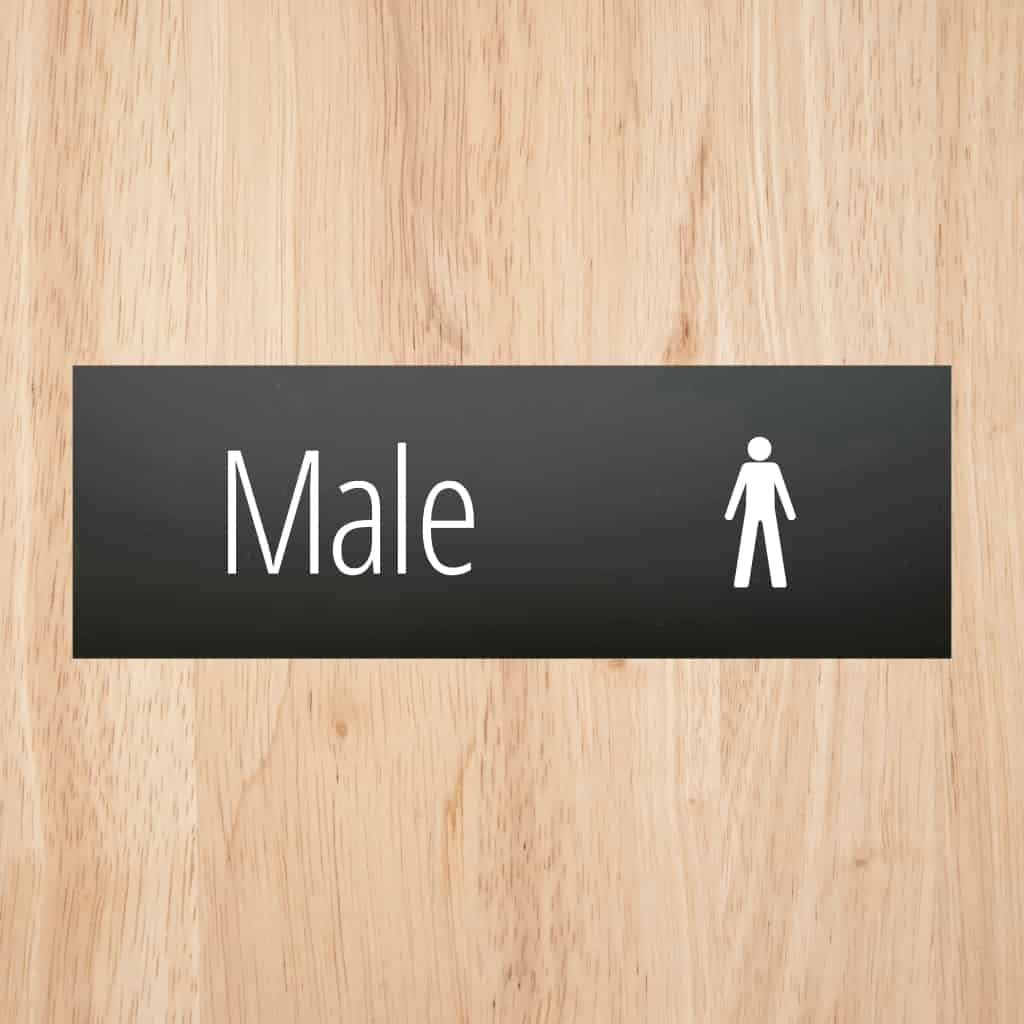 Male Toilet Door Sign Midnight Black Landscape