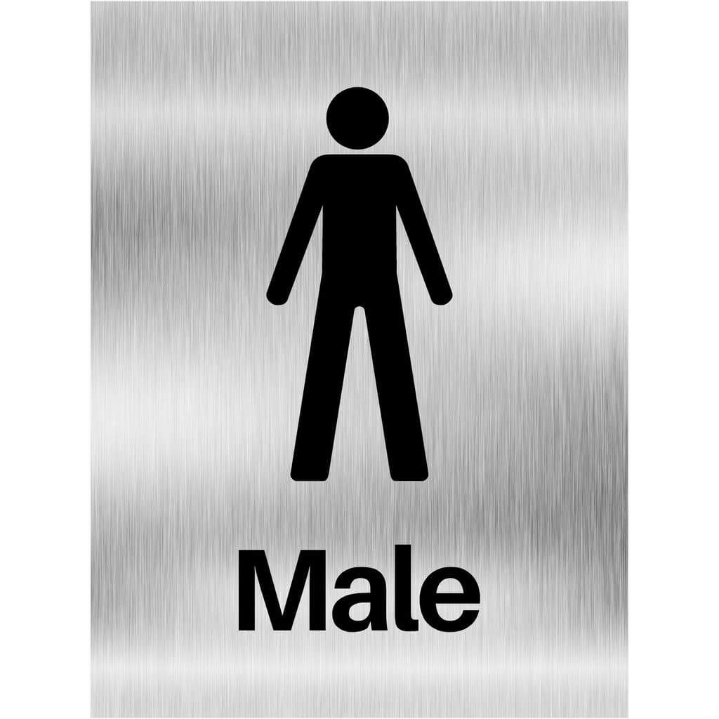 Male Toilet Sign in Brushed Aluminium