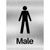 Male Toilet Sign in Brushed Aluminium