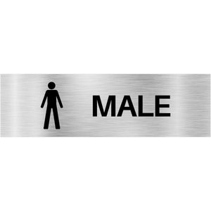 Male Toilet Sign in Brushed Silver CAPS