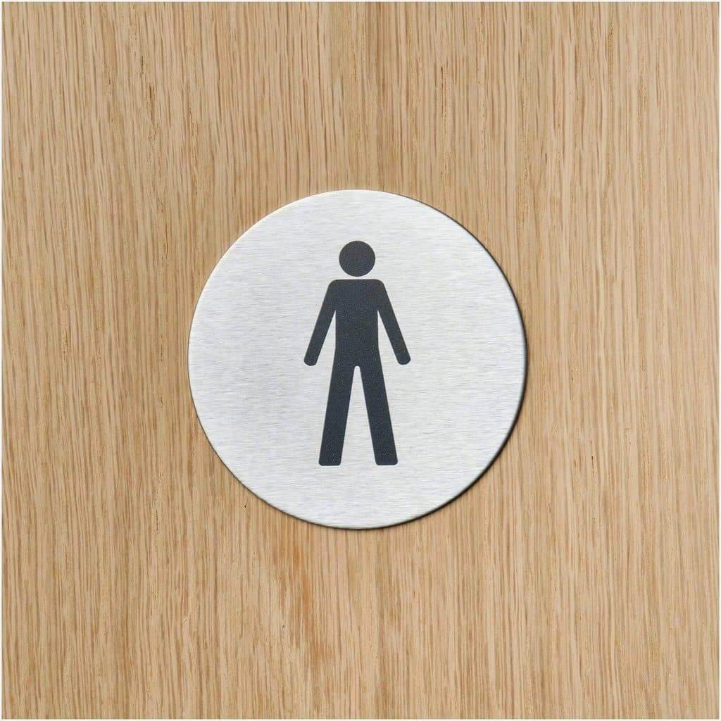 Male Toilet Sign in Satin Stainless Steel