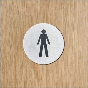 Male Toilet Sign in Satin Stainless Steel