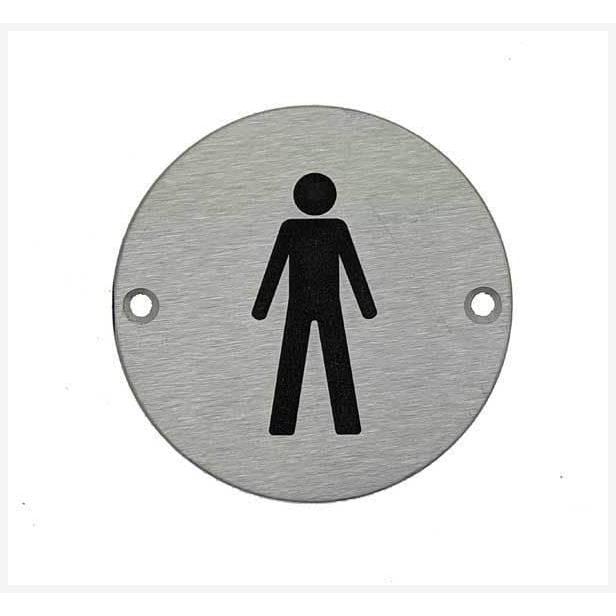 Male Toilet Sign in Satin Stainless Steel