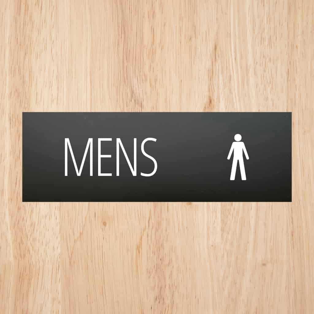 Mens Toilet Door Sign Midnight Black Landscape