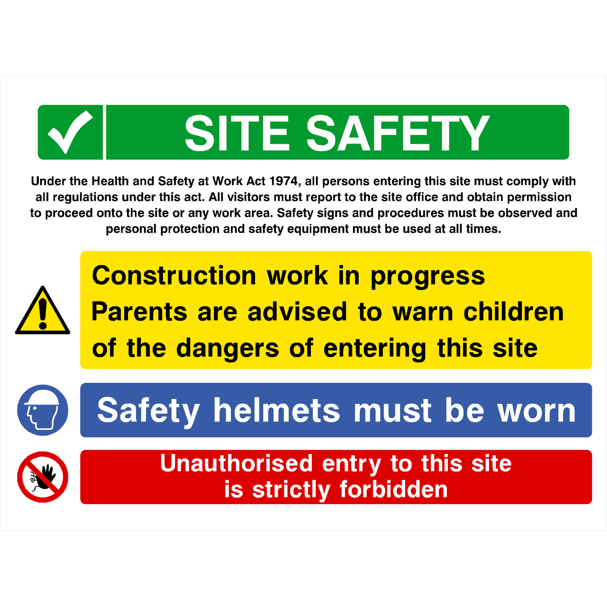 Multipack C Site Safety Sign 400 x 300mm 50 Pack