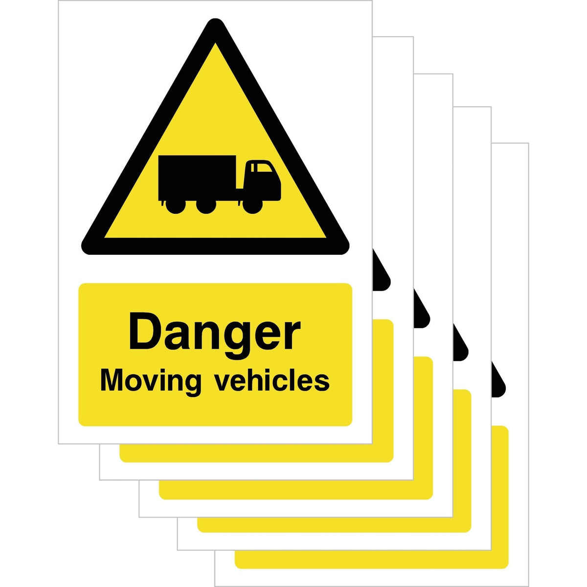 Multipack Danger Moving Vehicles Sign 5 Pack