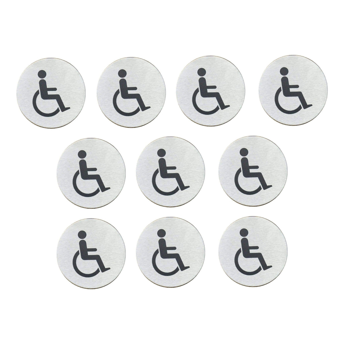 Multipack Disabled Toilet Sign in Stainless Steel 10 Pack