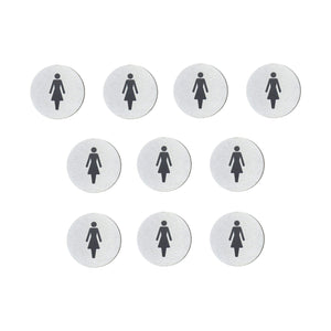 Multipack Female Toilet Sign in Satin Stainless Steel 10 Pack