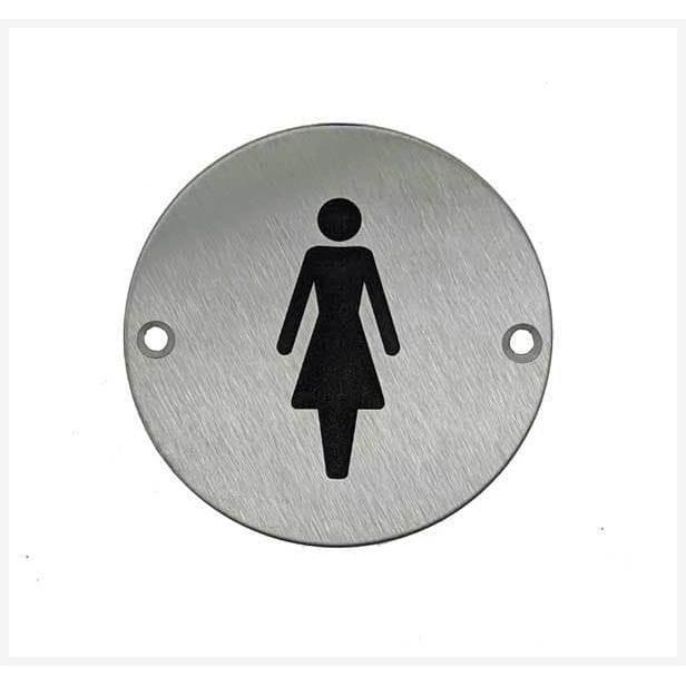 Multipack Female Toilet Sign in Satin Stainless Steel 10 Pack