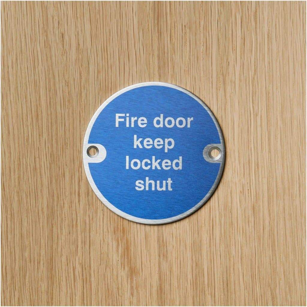 Multipack Fire Door Keep Locked Shut Sign Stainless Steel 10pk