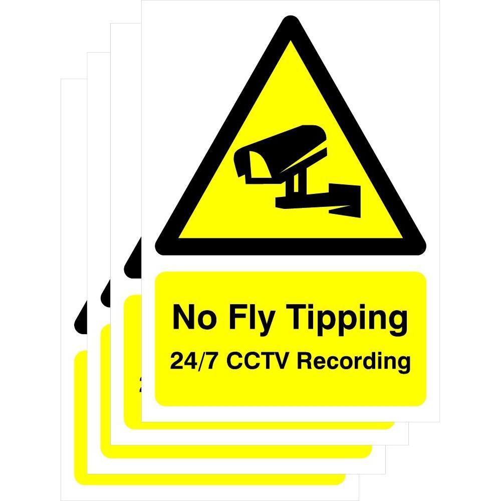 Multipack No Fly Tipping CCTV Recording Sign | Pack of 5