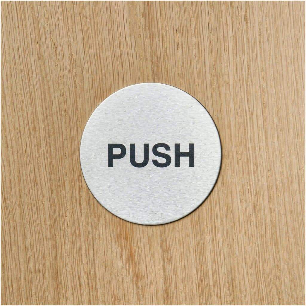 Multipack PUSH Door Sign in Stainless Steel 10 Pack