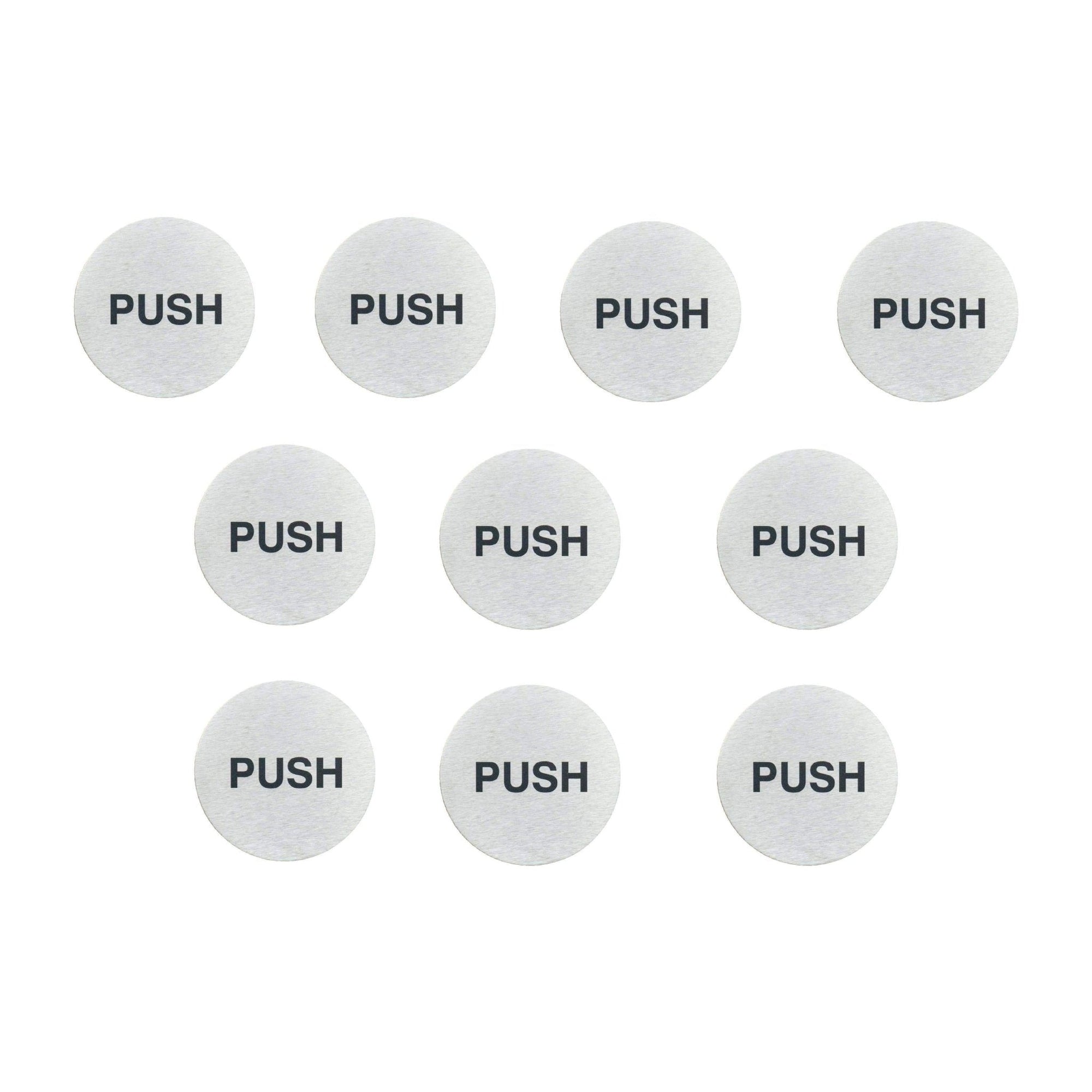 Multipack PUSH Door Sign in Stainless Steel 10 Pack