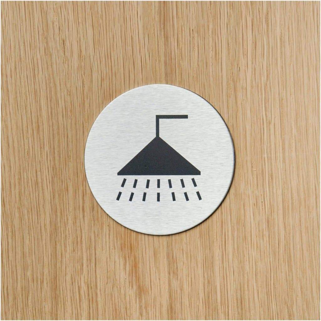 Multipack Shower Door Sign in Stainless Steel 10 Pack