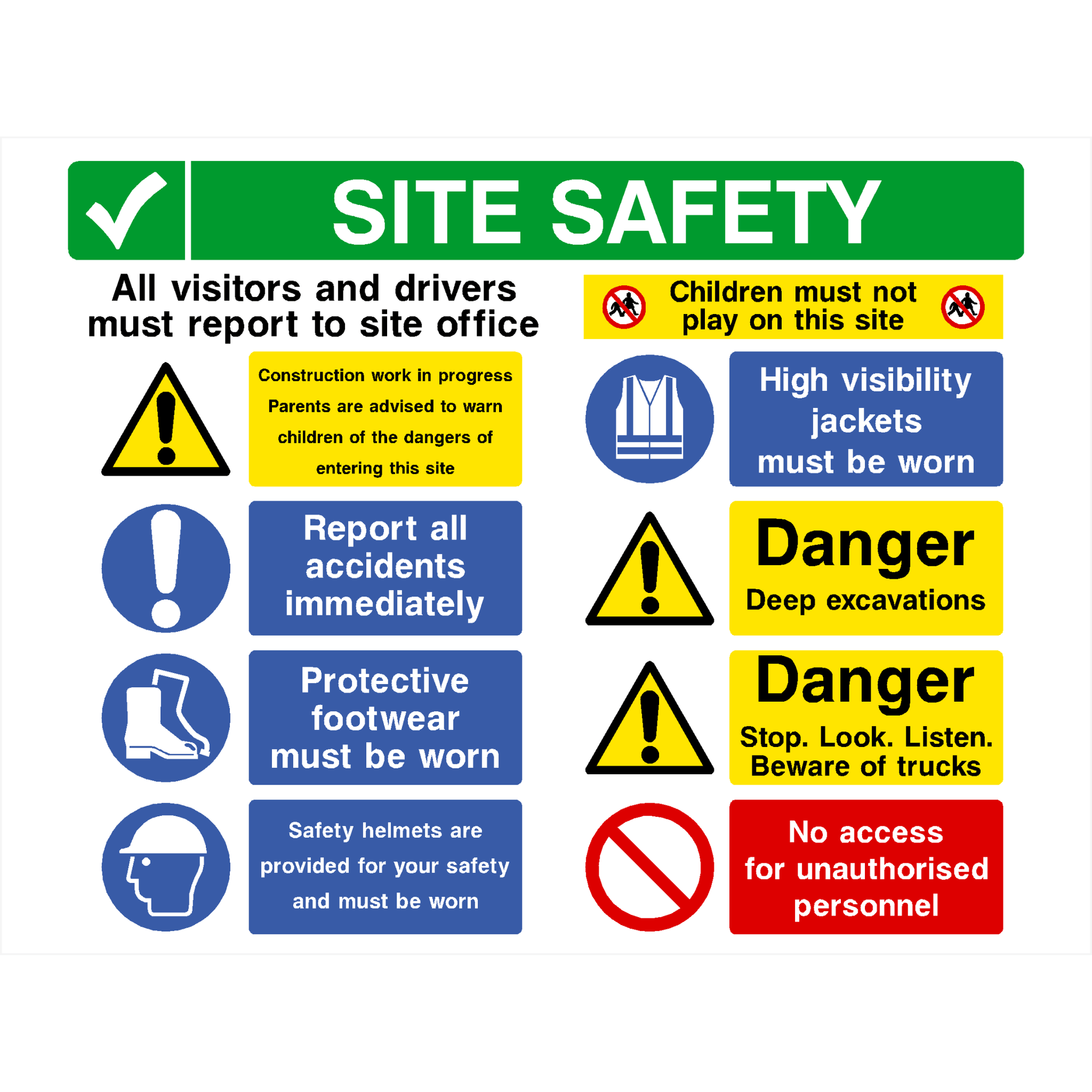 Multipack Site Safety Sign 400 x 300mm 25 Pack Option E