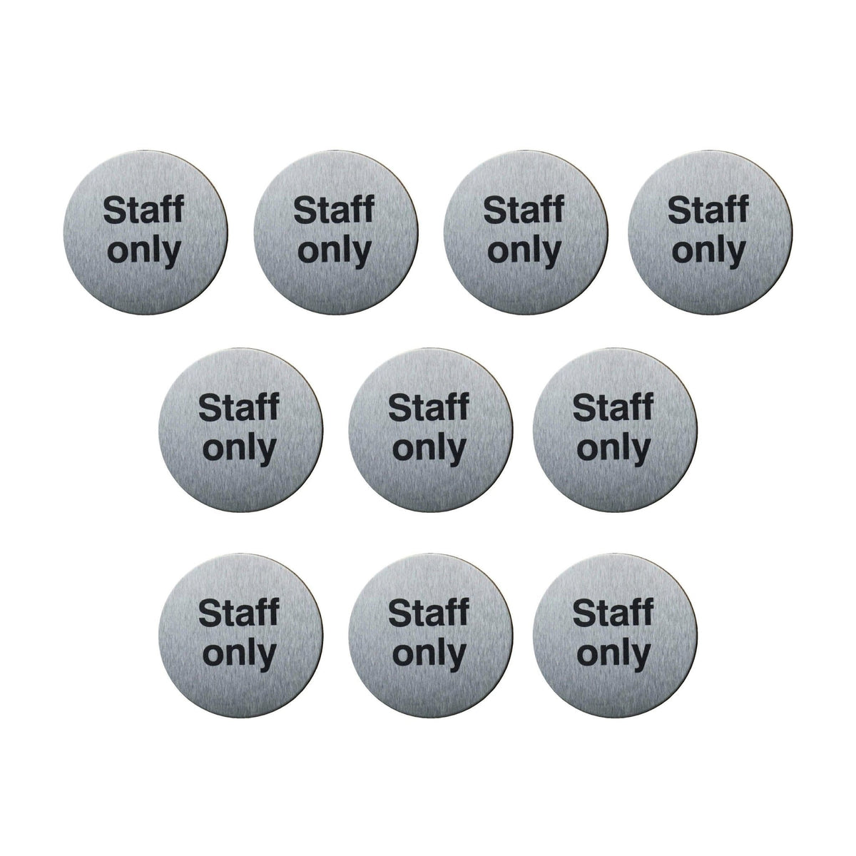 Multipack Staff Only Door Sign in Stainless Steel 10 Pack