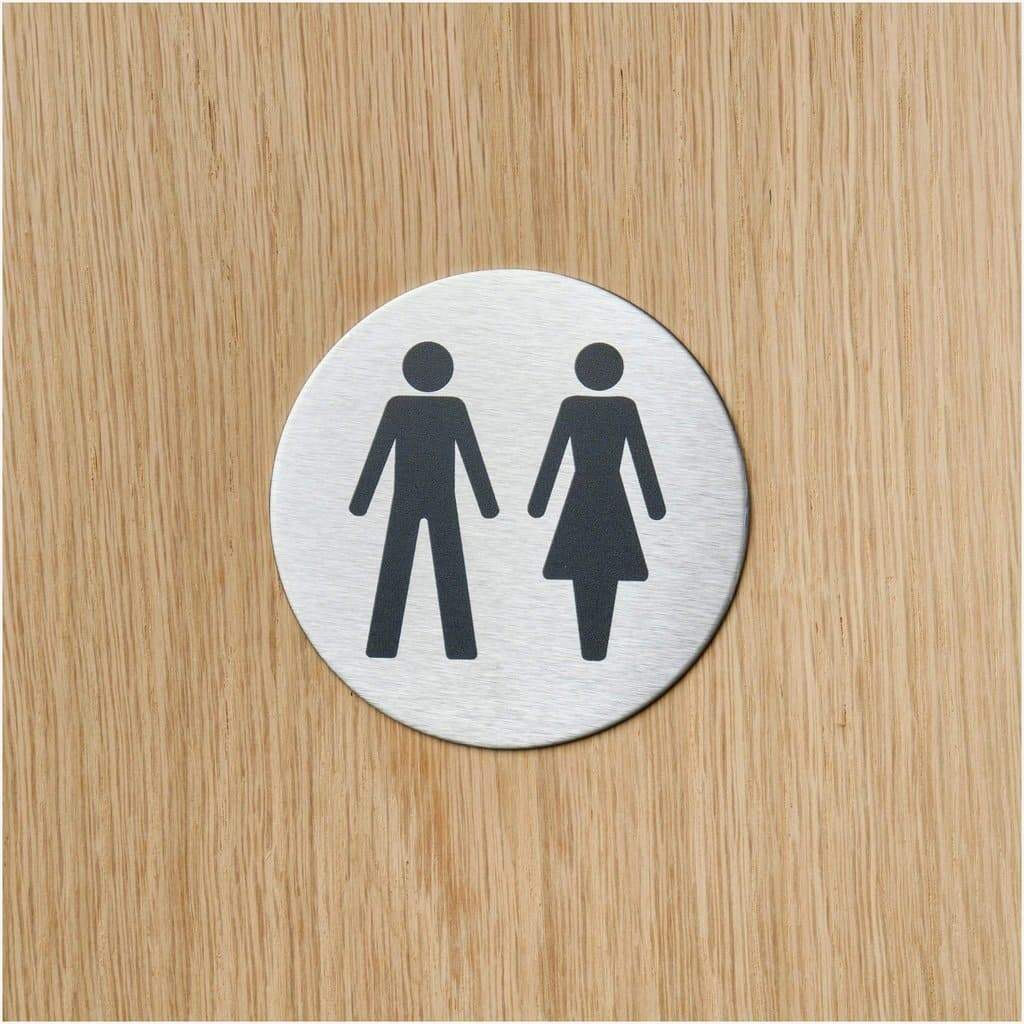 Multipack Unisex Toilets Sign in Satin Stainless Steel 10 Pack