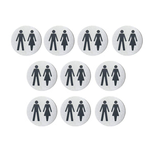 Multipack Unisex Toilets Sign in Satin Stainless Steel 10 Pack