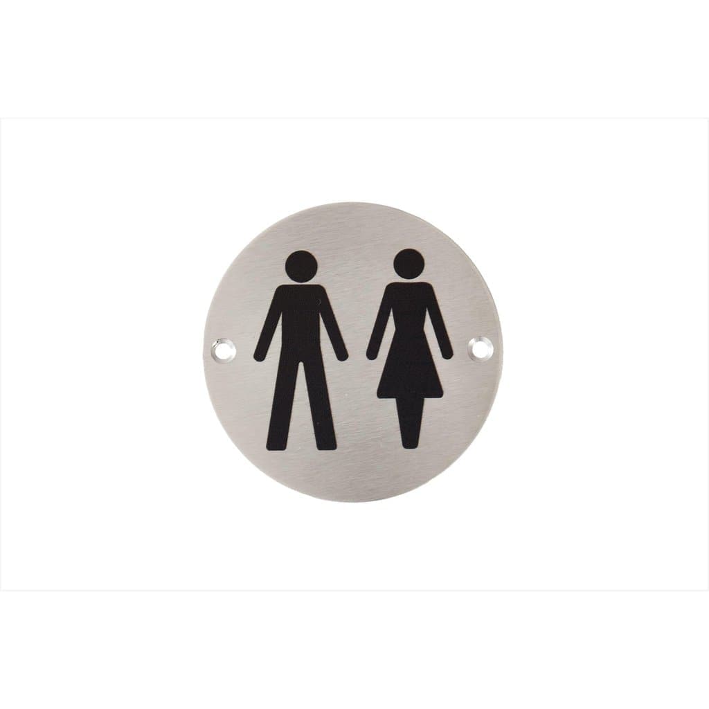 Multipack Unisex Toilets Sign in Satin Stainless Steel 10 Pack