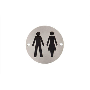 Multipack Unisex Toilets Sign in Satin Stainless Steel 10 Pack