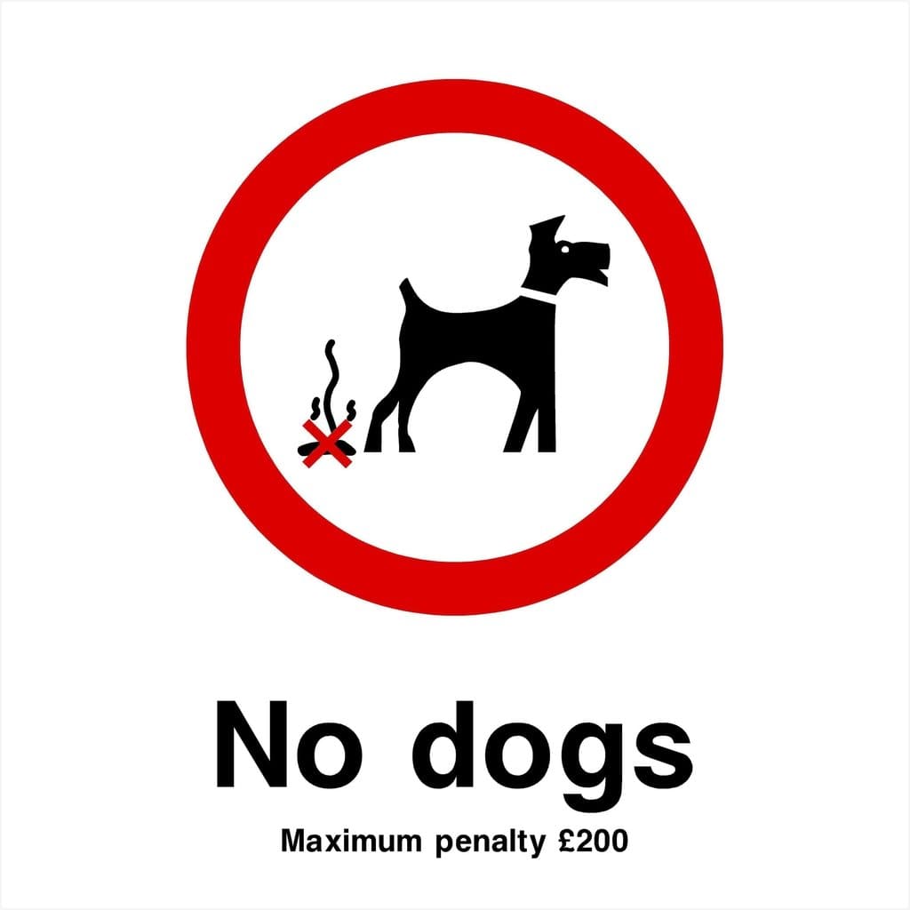 No Dogs Maximum Penalty Sign