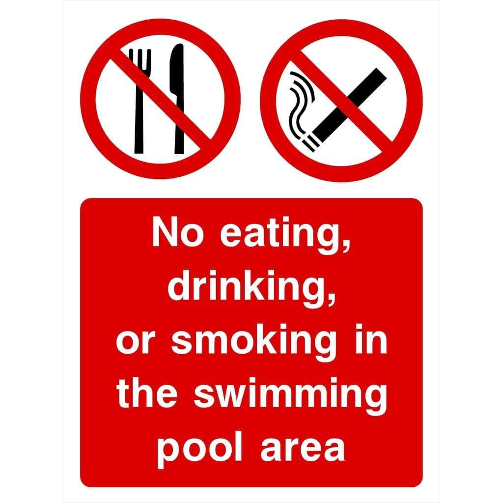 No Eating Drinking Smoking In Pool Area Sign