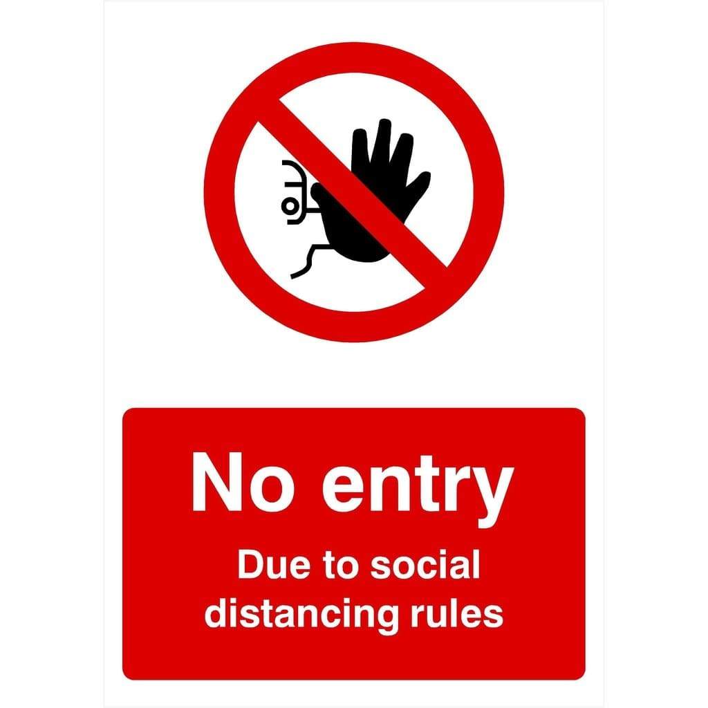 No Entry Due to Social Distancing Rules Sign