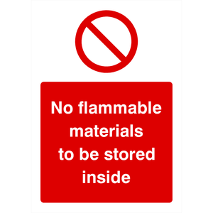 No Flammable Materials Sign