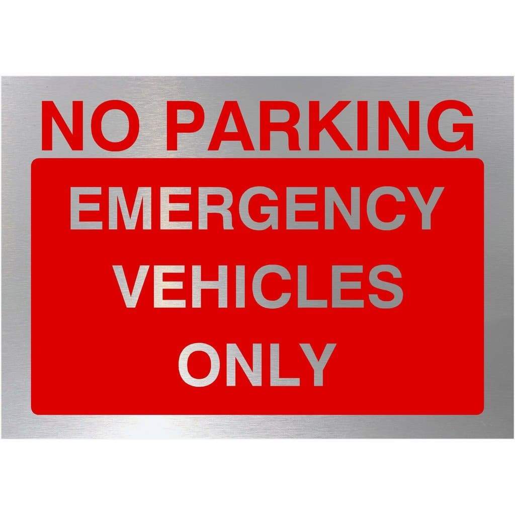 No Parking Emergency Vehicles Only Sign Silver