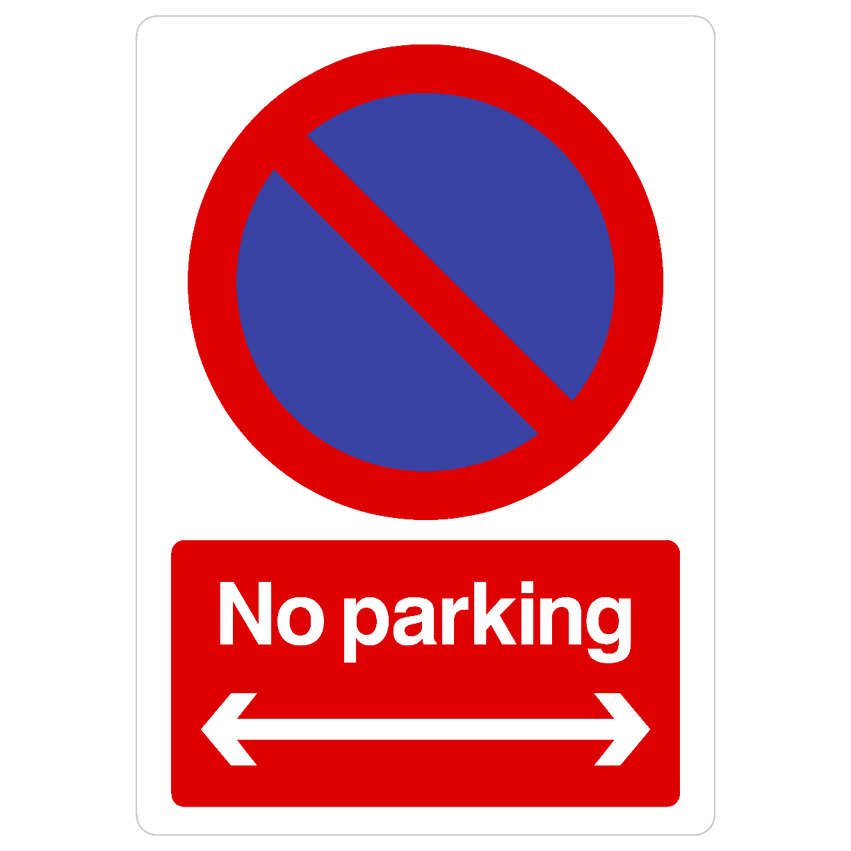 No Parking Left And Right Arrow At Any Time Sign Portrait