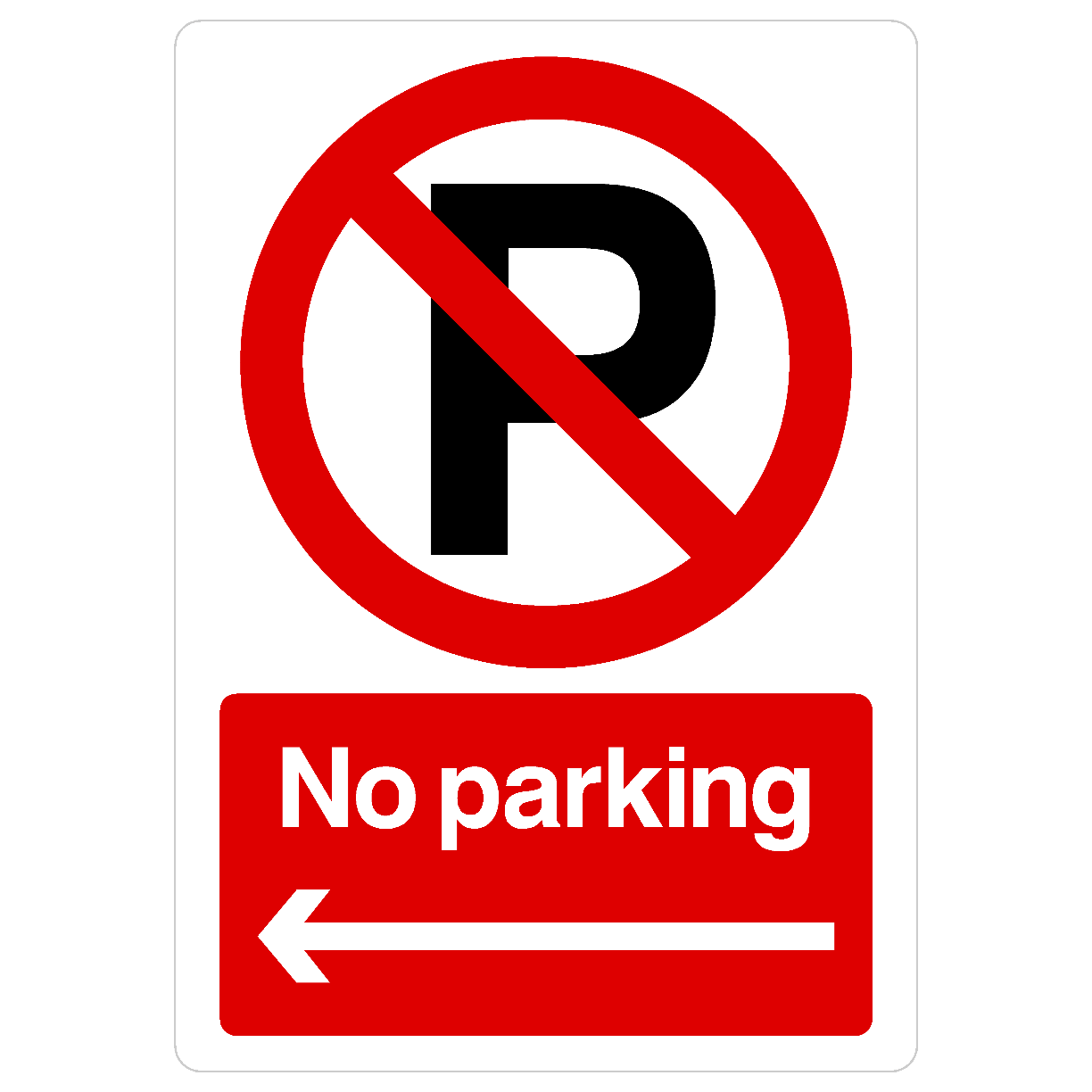 No Parking Left Arrow P Sign Portrait