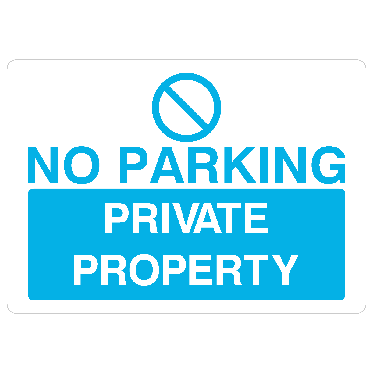 No Parking Private Property Sign in Bright Blue