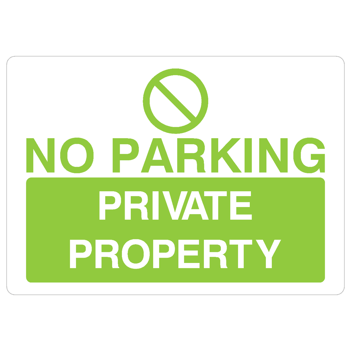 No Parking Private Property Sign in Bright Green
