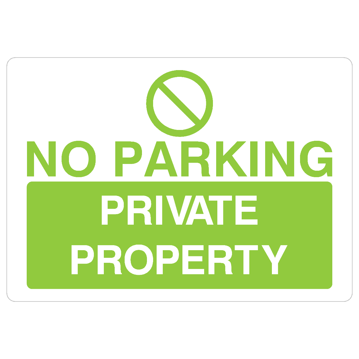 No Parking Private Property Sign in Bright Green