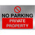 No Parking Private Property Sign in Brushed Silver