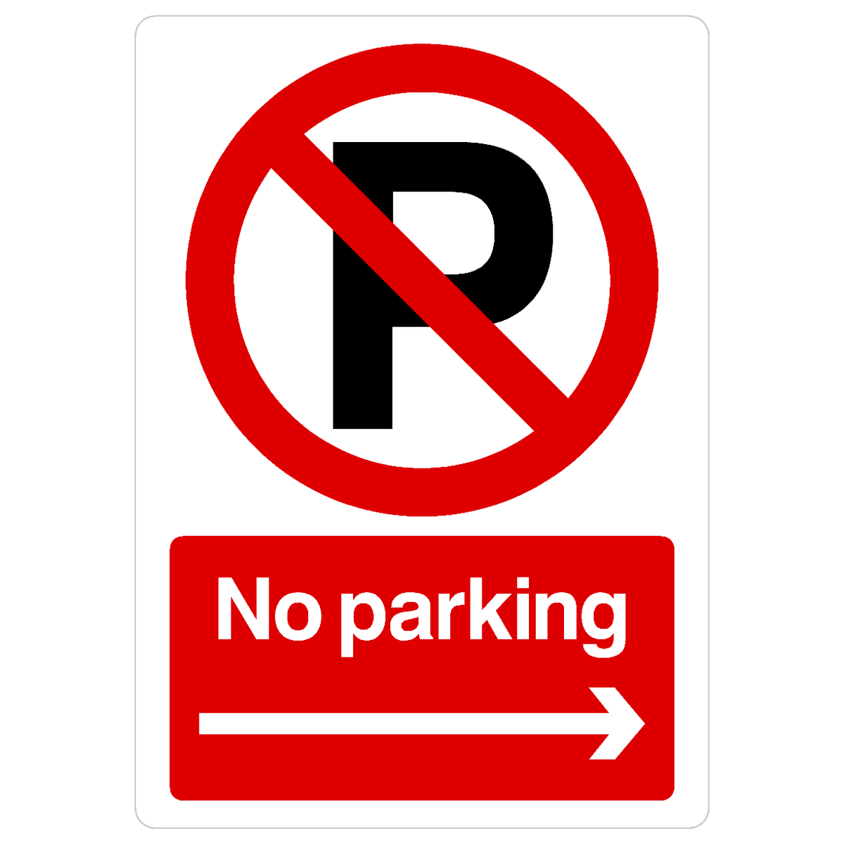 No Parking Right Arrow P Sign Portrait