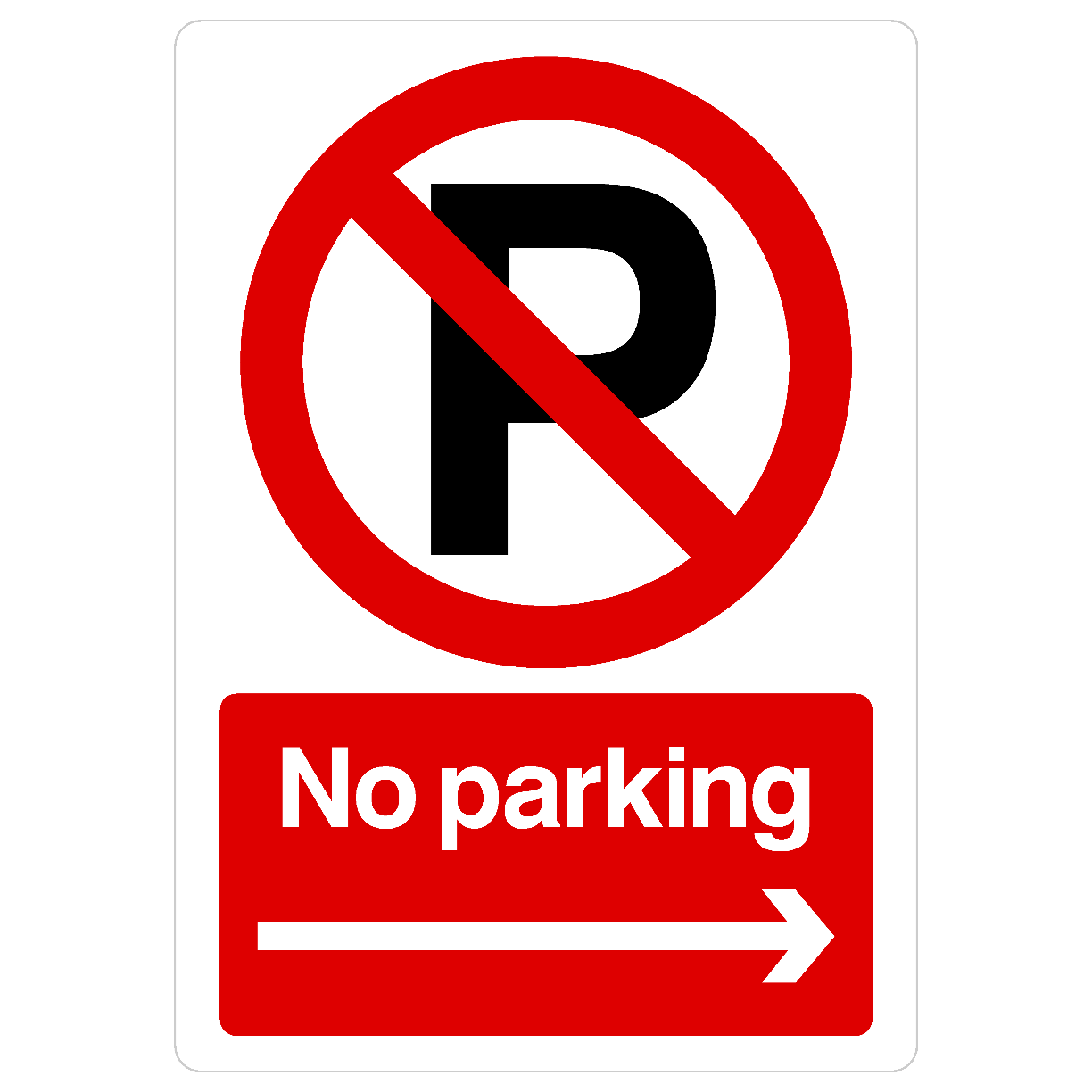 No Parking Right Arrow P Sign Portrait