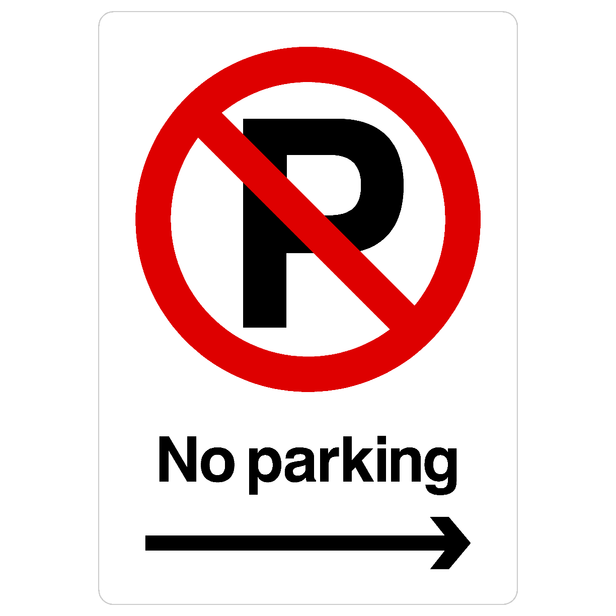 No Parking Right Arrow Prohibition P Sign Portrait