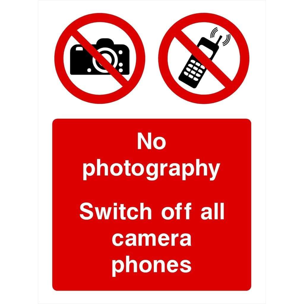 No Photography Switch Off Camera Phones Sign